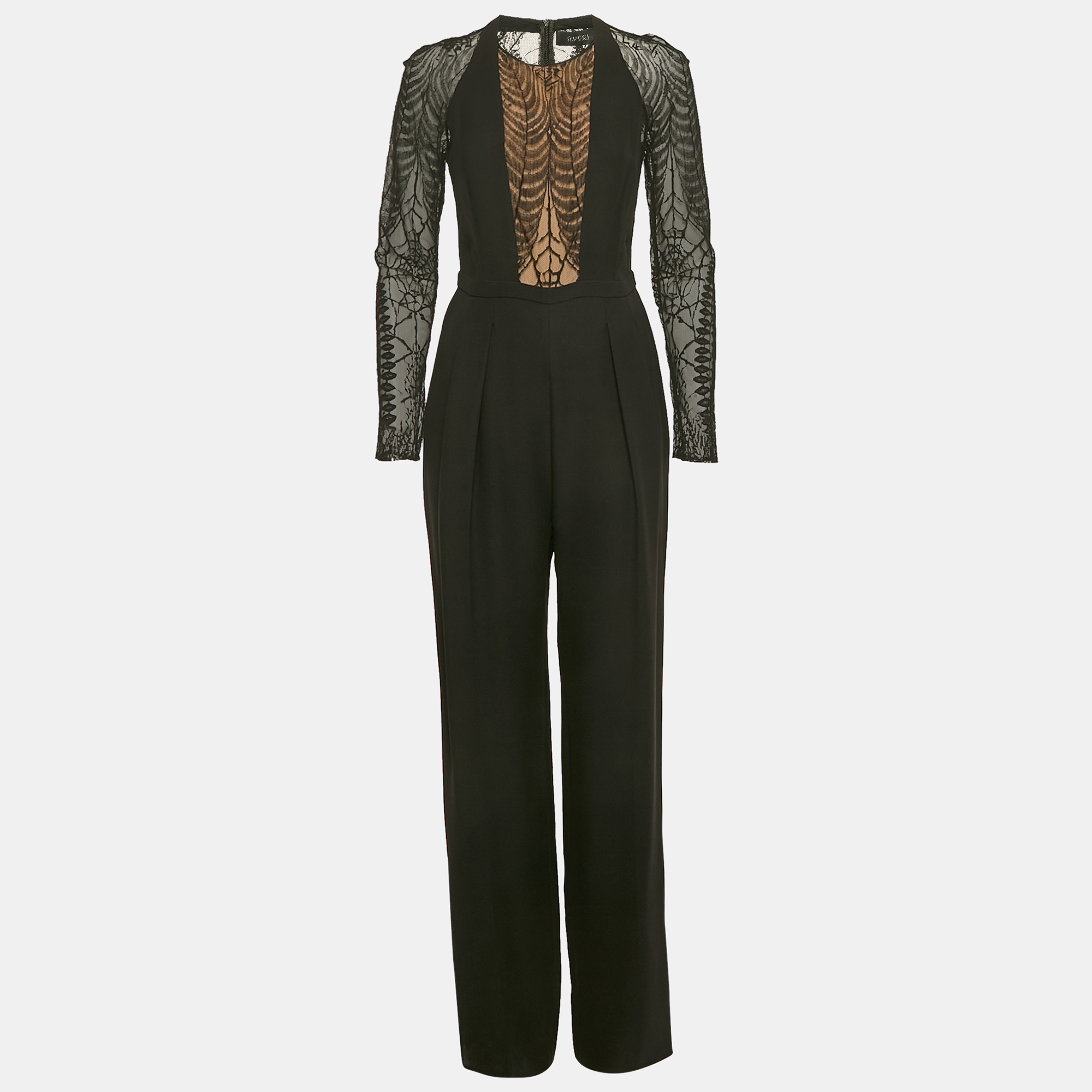 Gucci Black Lace and Crepe Sheer Jumpsuit M, Suits - Luxury Closet catalog