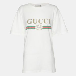 Gucci White Vintage Logo Print Jersey Distressed T-Shirt S, Shirts & Tops - Luxury Closet catalog