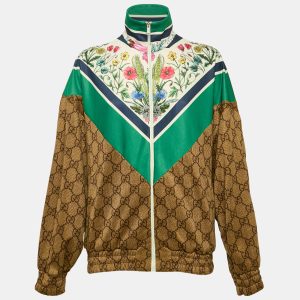 Gucci Brown/Green Floral and GG Print Jersey Zip-Up Track Jacket XXS, Coats & Jackets - Luxury Closet catalog