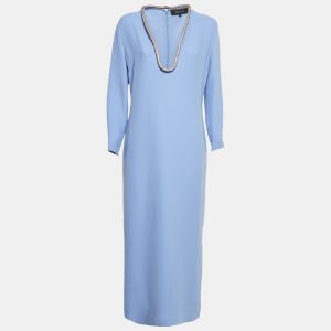 Gucci Blue Silk Stud Detail Long Dress M, Dresses - Luxury Closet catalog