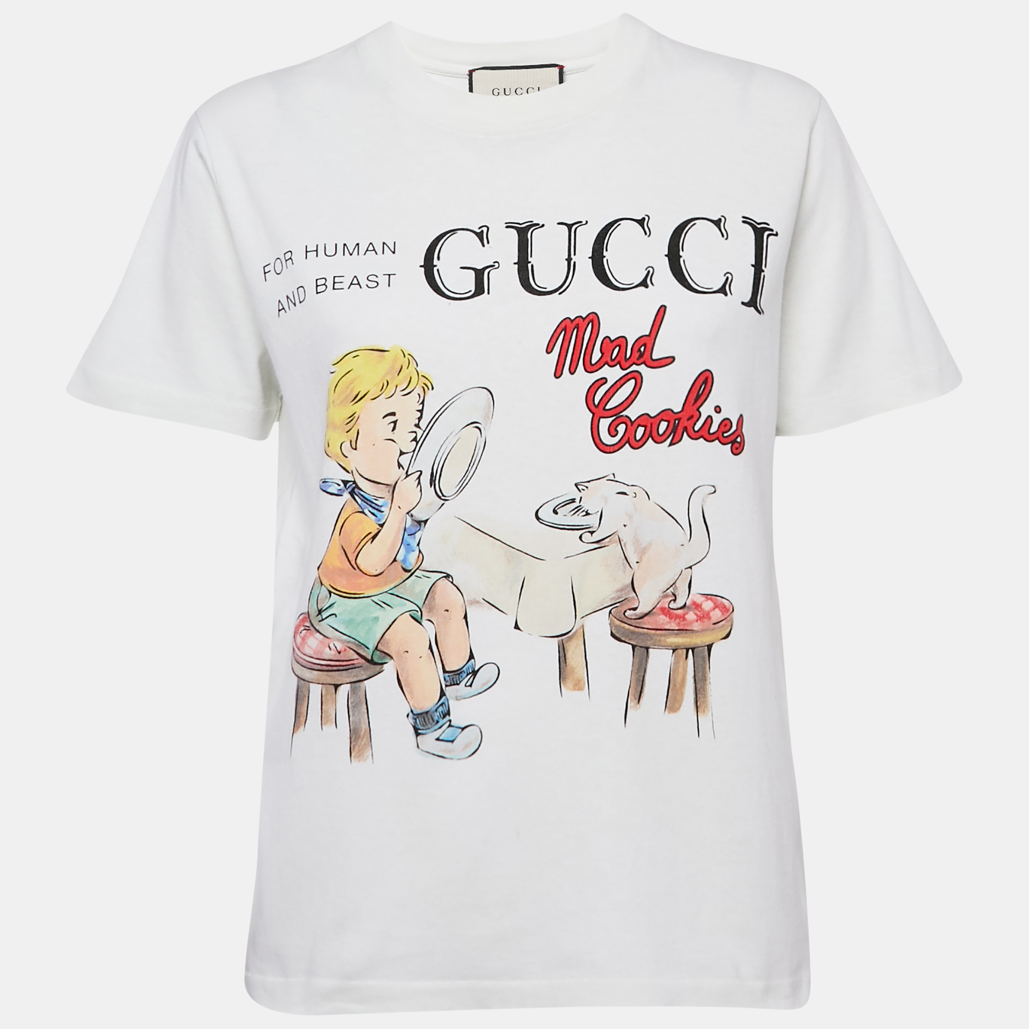 Gucci White Mad Cookies Print Cotton Crew Neck T-Shirt XS, Shirts & Tops - Luxury Closet catalog