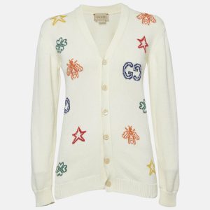 Gucci Cream Intarsia Cotton Knit Cardigan XL, Sweaters & Cardigans - Luxury Closet catalog