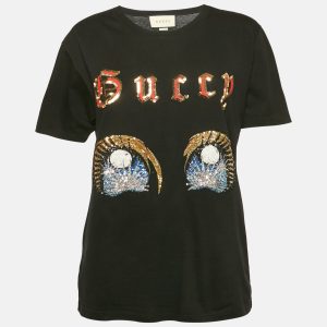 Gucci x Chikae Ide Black Jersey Sequin Detail T-Shirt M, Shirts & Tops - Luxury Closet catalog