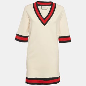Gucci Cream Jersey Grosgrain-Trim Mini Dress M, Dresses - Luxury Closet catalog