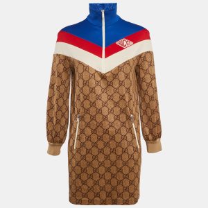 Gucci Brown GG Monogram Print Technical Jersey Web Detail Mini Dress XS, Dresses - Luxury Closet catalog