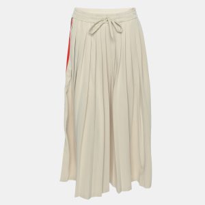 Gucci Beige Cotton Pleated Webbing Drawstring Midi Skirt S, Skirts - Luxury Closet catalog