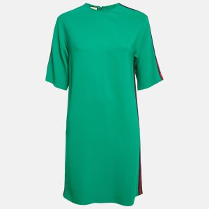 Gucci Green Crepe Web Stripe Trim Detail Mini Dress S, Dresses - Luxury Closet catalog