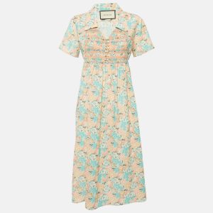 Gucci x Liberty Blue Floral Print Wool Shirring Detail Midi Dress M, Dresses - Luxury Closet catalog
