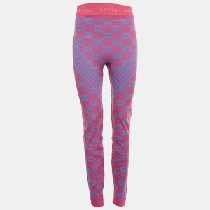 Gucci Pink/Blue GG Jacquard Technical Jersey Leggings M, Clothing - Luxury Closet catalog