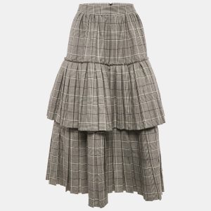 Gucci Monochrome Prince Of Wales Wool Tiered Midi Skirt M, Skirts - Luxury Closet catalog