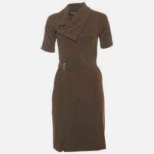 Gucci Dark Brown Crepe Crossover Neck Mini Dress XS, Dresses - Luxury Closet catalog