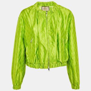 Gucci Green GG Supreme Embroidery Silk Zip-Up Jacket M, Coats & Jackets - Luxury Closet catalog