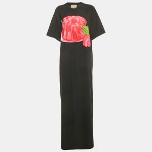 Gucci Black Floral Applique Cotton Maxi Dress L, Dresses - Luxury Closet catalog
