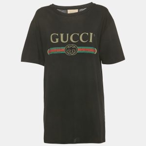 Gucci Black Vintage Logo Print Cotton Distressed T-Shirt M, Shirts & Tops - Luxury Closet catalog