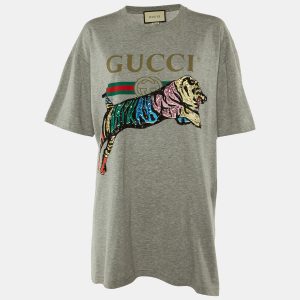 Gucci Grey Cotton Tiger Embellished Crew Neck T-Shirt L, Shirts & Tops - Luxury Closet catalog