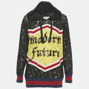 Gucci Black Lace Modern Future Sequin Detail Hooded Sweatshirt S, Sweaters & Cardigans - Luxury Closet catalog