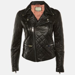Gucci Black Quilted Leather Logo Embellished Biker Jacket XS, Coats & Jackets - Luxury Closet catalog