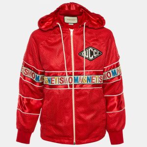 Gucci Red Mesh Magnetismo Stripe Trimmed Zip Front Hooded Jacket XS, Coats & Jackets - Luxury Closet catalog