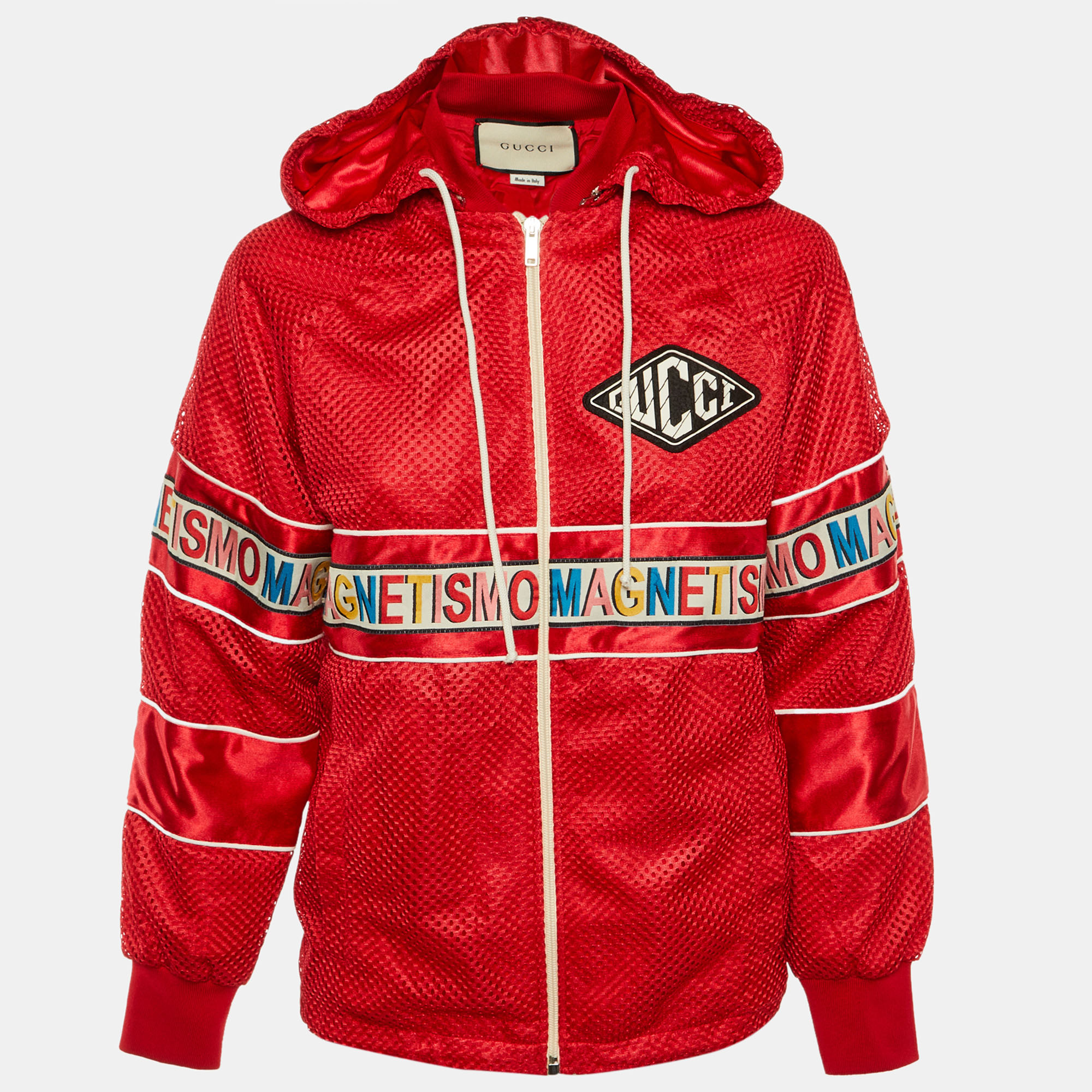 Gucci Red Mesh Magnetismo Stripe Trimmed Zip Front Hooded Jacket XS, Coats & Jackets - Luxury Closet catalog