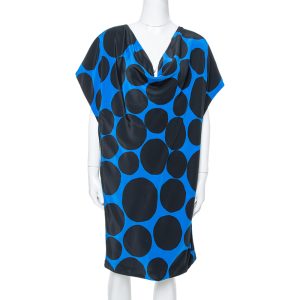 Gucci Black & Blue Dot Print Silk Draped Mini Dress M, Dresses - Luxury Closet catalog