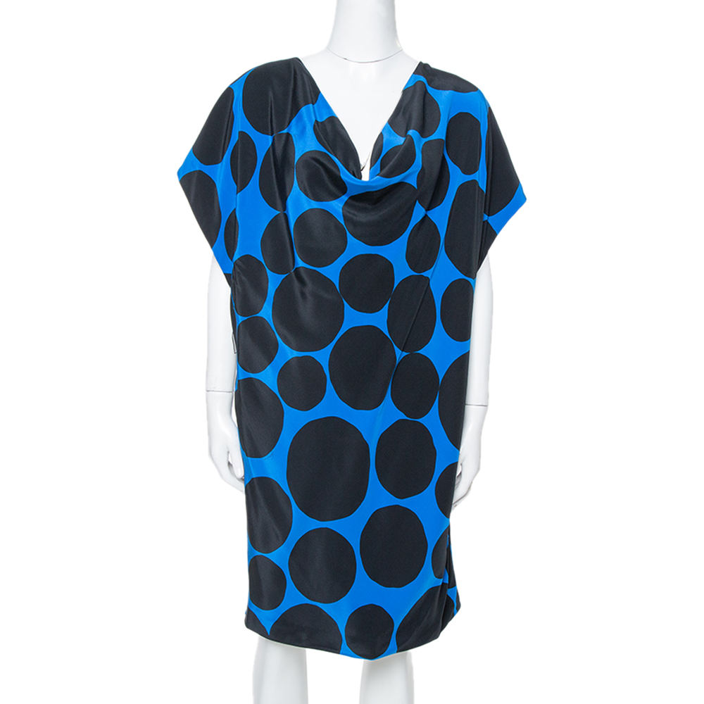 Gucci Black & Blue Dot Print Silk Draped Mini Dress M, Dresses - Luxury Closet catalog