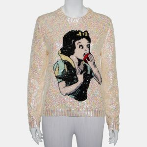 Gucci Cream Wool Snow White Sequin Embellished Crewneck Sweater S, Sweaters & Cardigans - Luxury Closet catalog