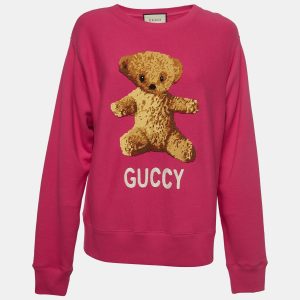 Gucci Pink Cotton Knit Embroidered Teddy Sweatshirt M, Sweaters & Cardigans - Luxury Closet catalog