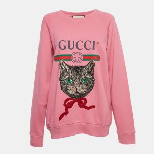 Gucci Pink Cotton Knit Mystic Cat Sweater M, Sweaters & Cardigans - Luxury Closet catalog