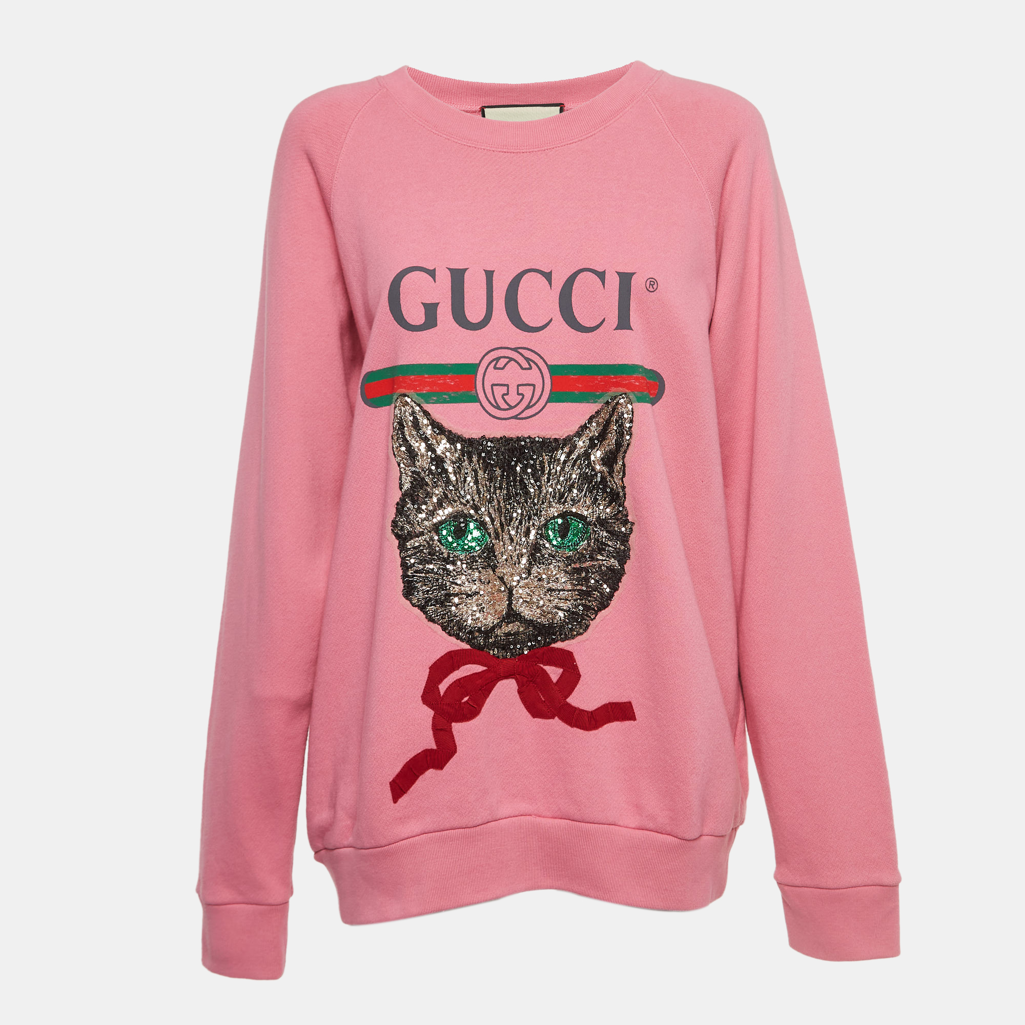 Gucci Pink Cotton Knit Mystic Cat Sweater M, Sweaters & Cardigans - Luxury Closet catalog