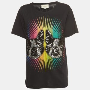 Gucci Black Cotton Sequined Dog Print T-Shirt XS, Shirts & Tops - Luxury Closet catalog