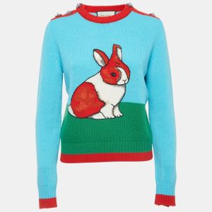 Gucci Multicolor Rabbit Intarsia Wool Sweater S, Sweaters & Cardigans - Luxury Closet catalog