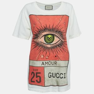 Gucci Off White Graphic Print Cotton T-Shirt S, Shirts & Tops - Luxury Closet catalog