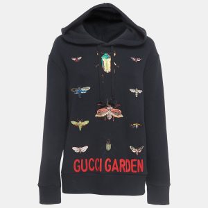 Gucci Black Garden Insects Embroidered Cotton Hoodie XS, Sweaters & Cardigans - Luxury Closet catalog