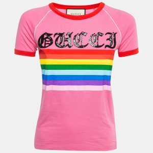 Gucci Pink Rainbow Print Cotton T-Shirt XS, Shirts & Tops - Luxury Closet catalog