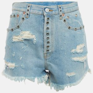 Gucci Blue Distressed Denim Embellished Shorts M Waist 29", Shorts - Luxury Closet catalog