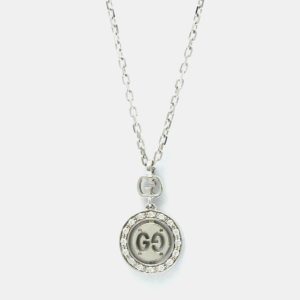 Gucci 18K White Gold and Diamond Icon Toile Pendant Necklace, Necklaces - Luxury Closet catalog