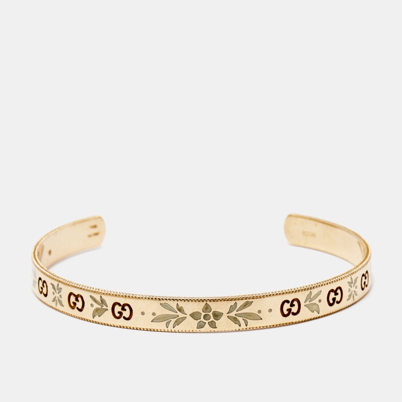 Gucci GG Icon Blossom Enamel 18k Rose Gold Cuff Bracelet 18, Bracelets - Luxury Closet catalog