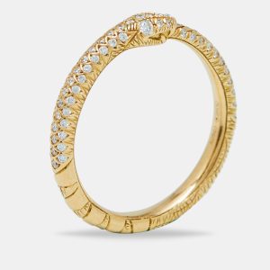 Gucci Ouroboros Diamond Pav&eacute; Snake 18k Yellow Gold Ring Size 52, Rings - Luxury Closet catalog