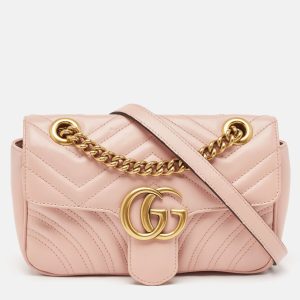 Gucci Pink Matelasse Leather Mini GG Marmont Shoulder Bag, Shoulder Bags - Luxury Closet catalog