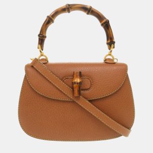 Gucci Brown Leather Small Bamboo Handle Bag, Satchels - Luxury Closet catalog