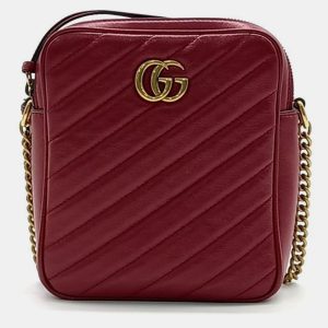 Gucci Burgundy Leather Marmont Chain Crossbody Bag, Handbags - Luxury Closet catalog
