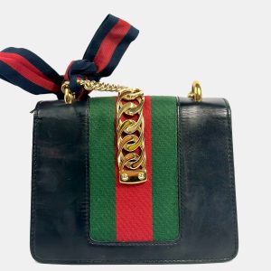 Gucci Navy Leather Sylvie Flap Chain Bag, Shoulder Bags - Luxury Closet catalog