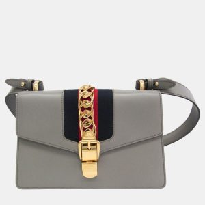 Gucci Grey Leather Small Sylvie Shoulder Bag, Shoulder Bags - Luxury Closet catalog