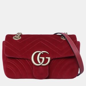 Gucci Red Velvet Mini Marmont Bag, Shoulder Bags - Luxury Closet catalog
