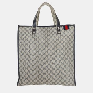 Gucci Navy Blue GG Supreme Canvas Vertical Web Loop Tote, Tote Handbags - Luxury Closet catalog