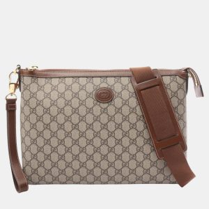Gucci Beige Brown Coated Canvas Leather GG Supreme Shoulder Bag, Shoulder Bags - Luxury Closet catalog