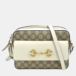 Gucci Beige/White Gold PVC/Leather GG Supreme Shoulder Bag, Shoulder Bags - Luxury Closet catalog