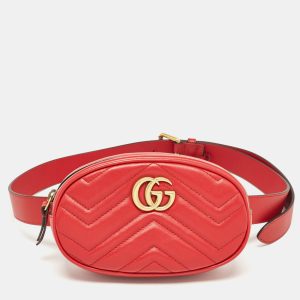 Gucci Red Matelass&eacute; Leather Mini GG Marmont Belt Bag, Handbags - Luxury Closet catalog
