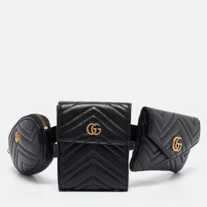 Gucci Black Matelass&eacute; Leather GG Marmont 2.0 Multi Belt Bag, Handbags - Luxury Closet catalog