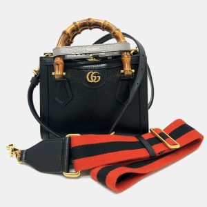 Gucci Black Leather Diana Bamboo Top Handle Bag, Satchels - Luxury Closet catalog